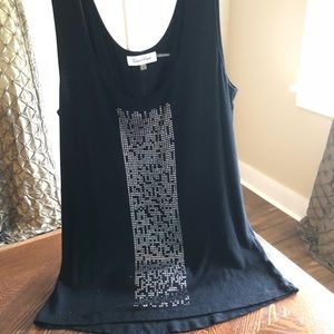 CK ribbed tank with silver detail NWOT